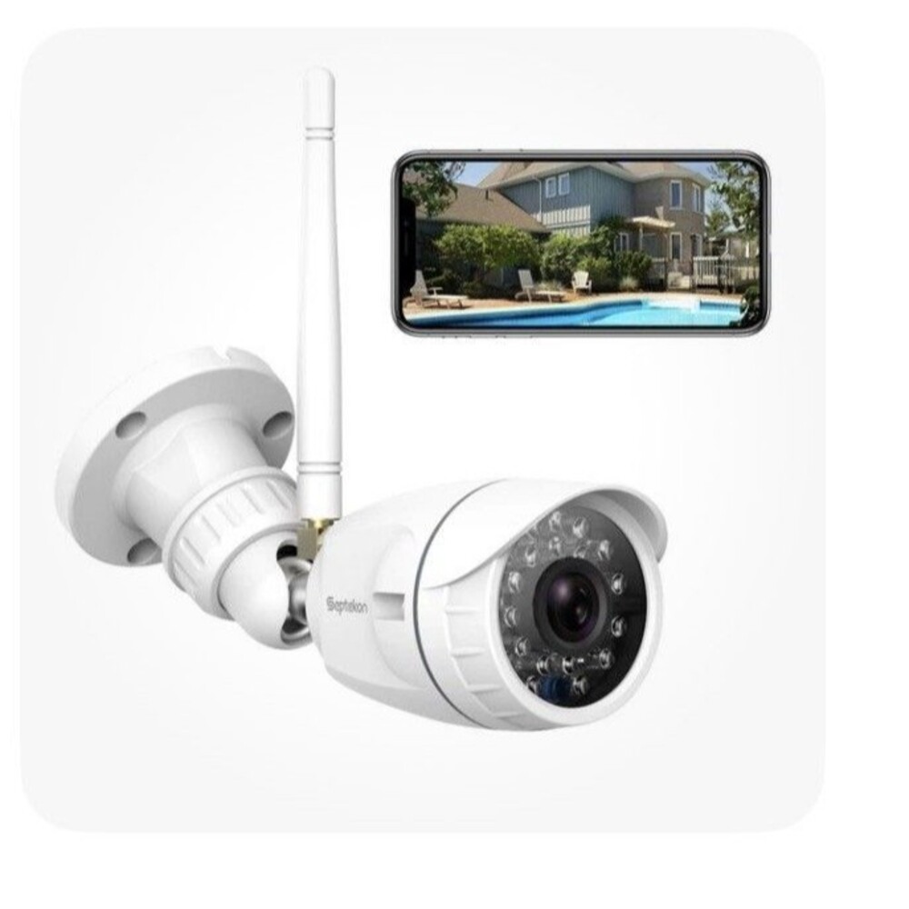 Septekon Camera Outdoor, 1080P WiFi Home Security Surveillance S40 White New